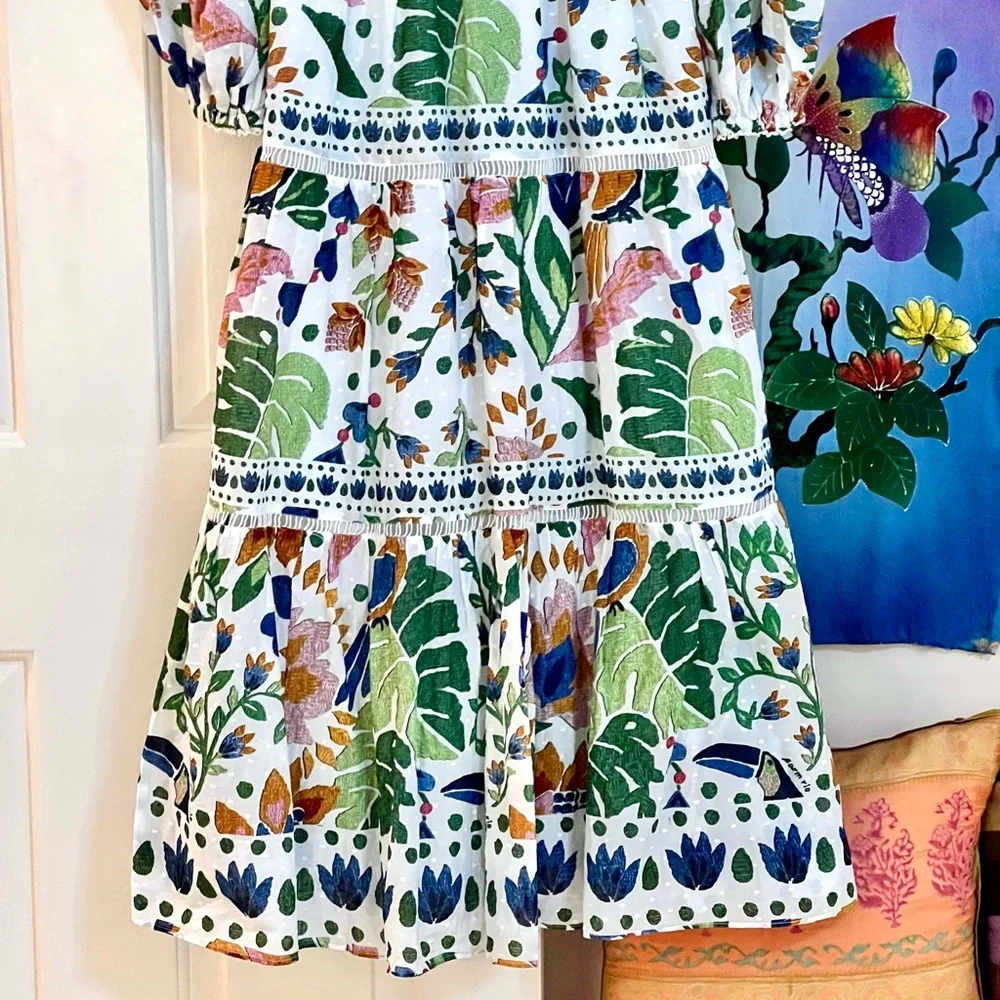 🌺🎉HP🎉🌺 NWOT Farm Rio Summer Garden Lace Midi Dress - Picture 12 of 16